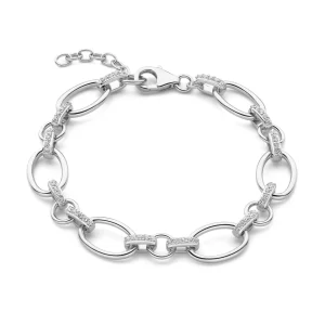 Bibbiena Poppi Clara 925 sterling zilver Schakelarmband  met zirkonia stenen