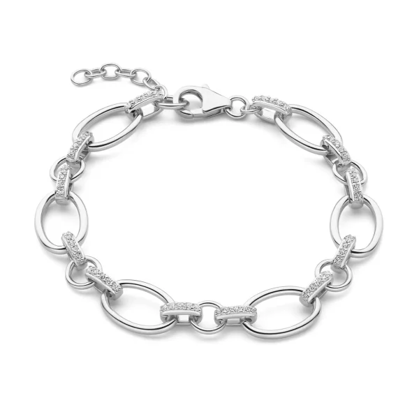 Bibbiena Poppi Clara 925 sterling zilver Schakelarmband  met zirkonia stenen