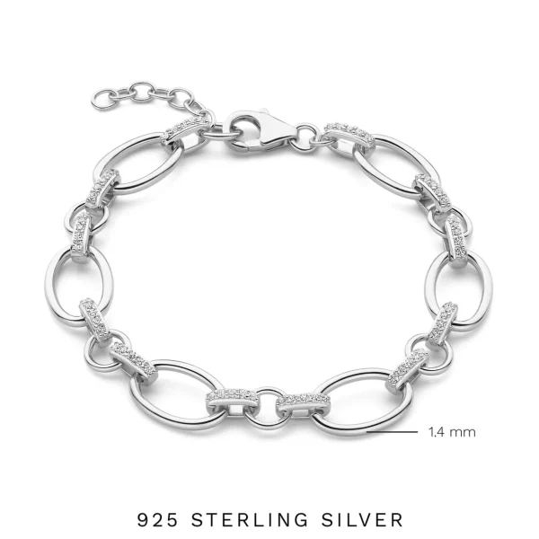 Bibbiena Poppi Clara 925 sterling zilver Schakelarmband  met zirkonia stenen