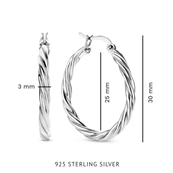 Bibbiena Poppi Viviana 925 sterling zilveren oorringen met twist