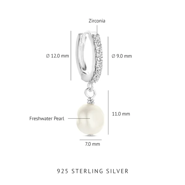 Brioso Cortona Bella 925 sterling zilver Creolen met zoetwaterparel