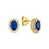 Mia Colore Azure 925 sterling zilver gold plated Oorknoppen met blauwe zirkonia steen