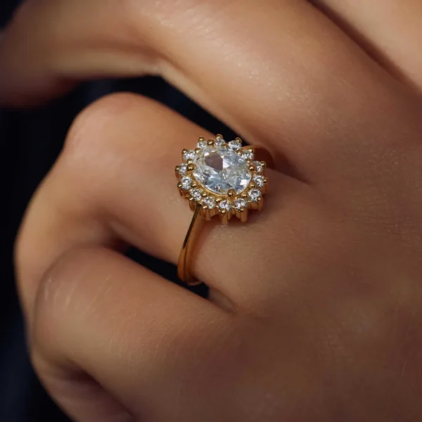 Mia Colore Bianca 925 sterling zilver gold plated ring met zirkonia steen