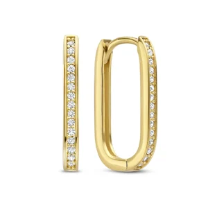 Ponte Vecchio Elina 925 sterling zilveren gold plated oorringen met zirkonia stenen