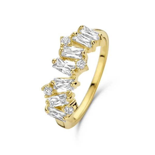 Santa Maria della Base 925 sterling zilver gold plated ring met zirkonia stenen
