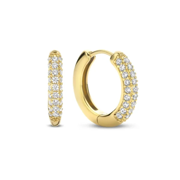 Santa Maria della Base 925 sterling zilver gold plated Creolen met zirkonia stenen