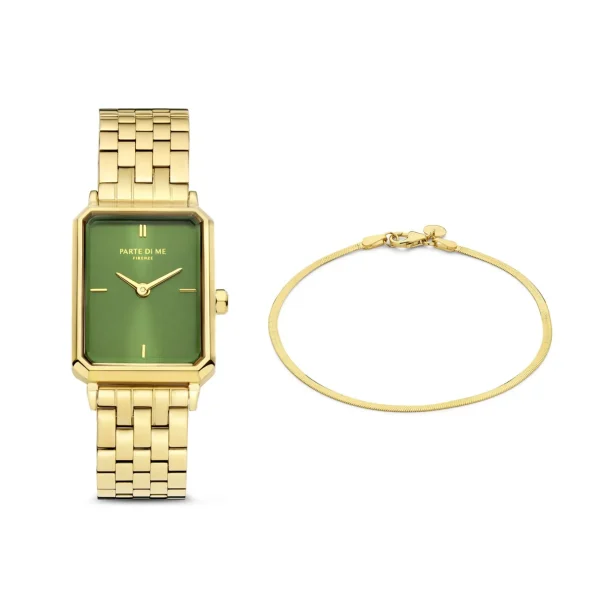Sorprendimi goudkleurig horloge en 925 sterling zilveren gold plated armband